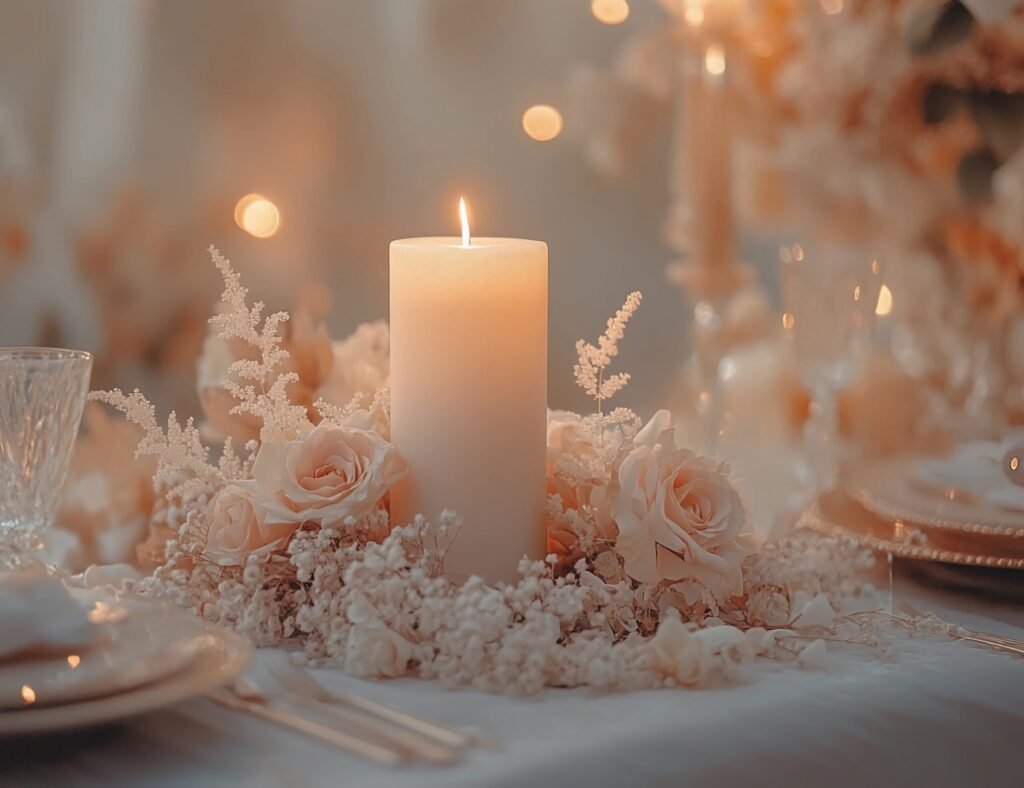 mariage chic et élégant sublimé par une ambiance aux bougies.
